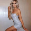 ⁦שמלת מיני נצנצים כיווצים - שיינה לי⁩ – תמונה ⁦6⁩