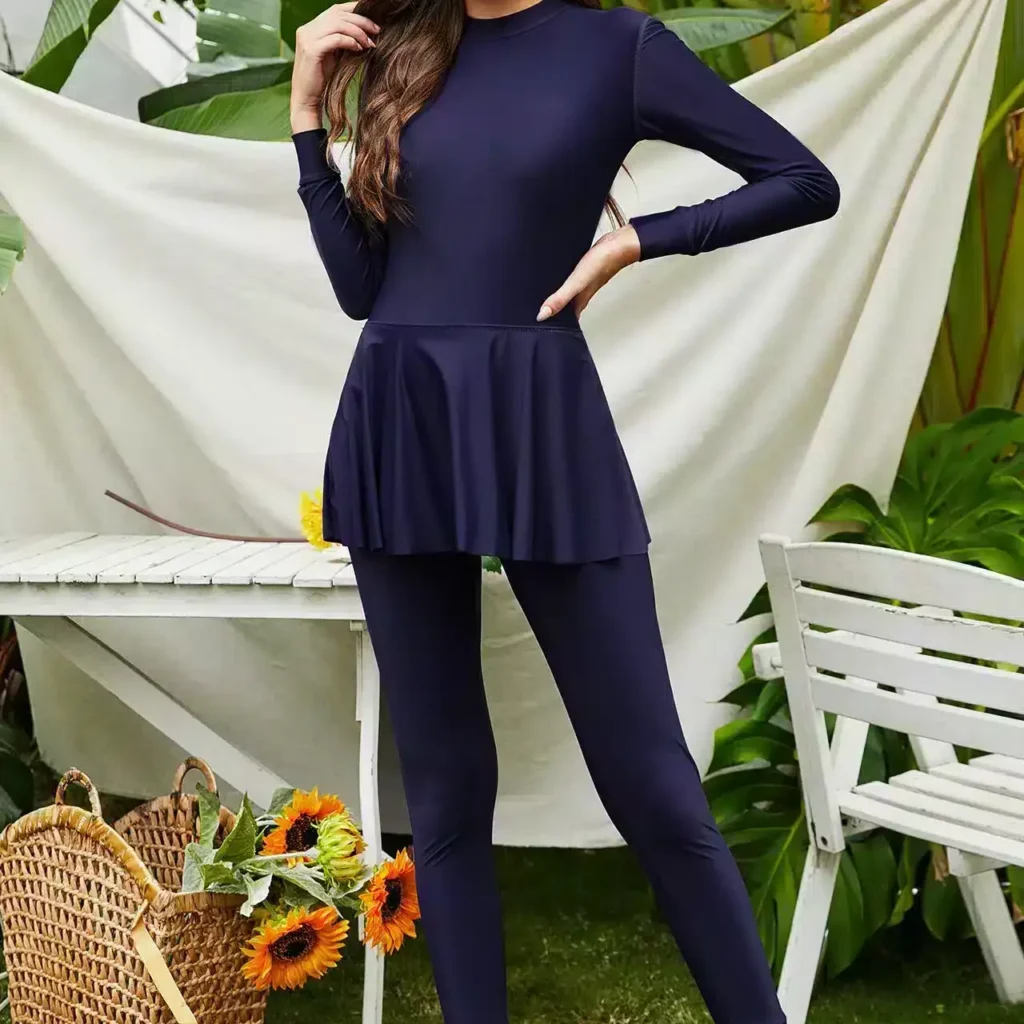 בגד ים צנוע שמלת מיני שרוולים ארוכים עם טייץ ארוך - נטליה (משלוח חינם)