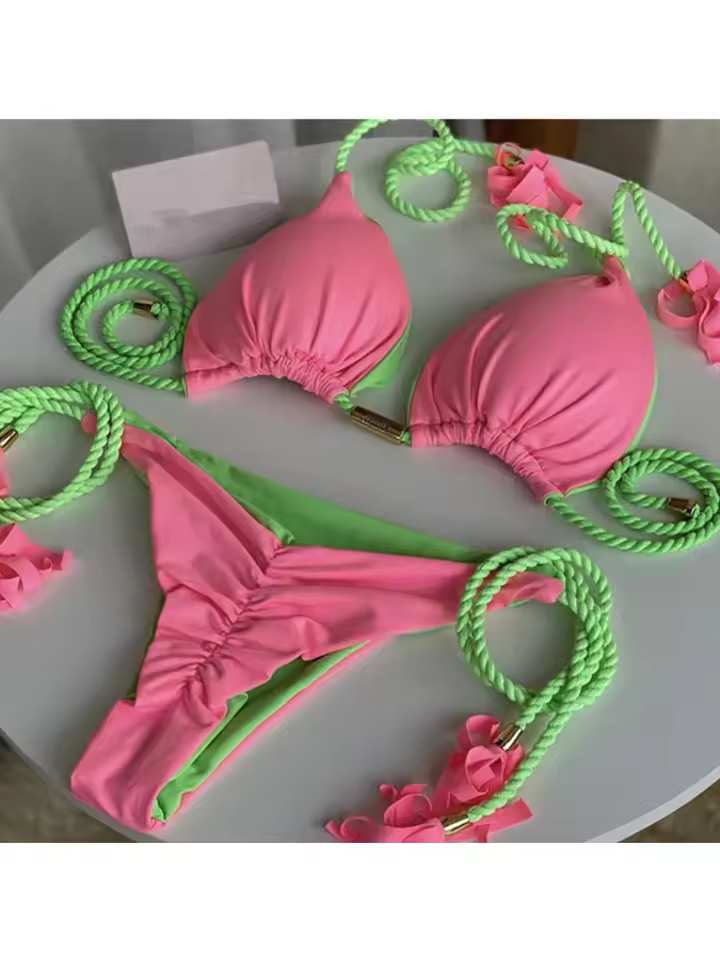 בגד ים משולש בצבע ססגוני (משלוח חינם)