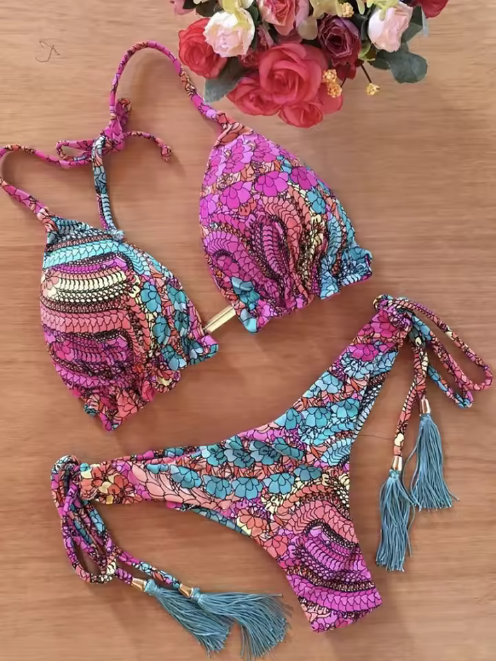 ביקיני צבעוני בסטייל פרחוני (משלוח חינם)