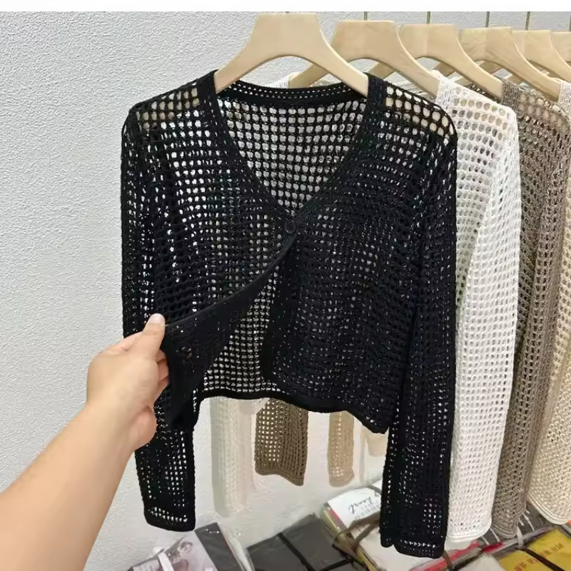 קרדיגן קיץ צווארון V לנשים (משלוח חינם)