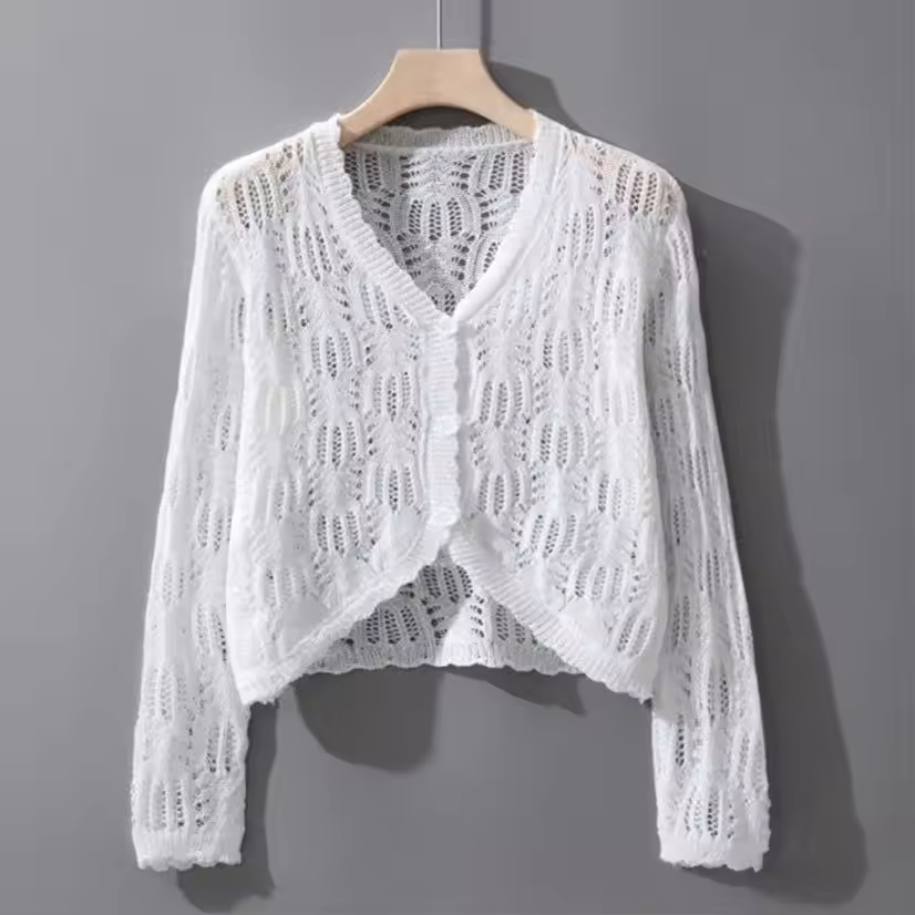 קרדיגן סרוג קיצי לנשים עם שרוולים ארוכים (משלוח חינם)