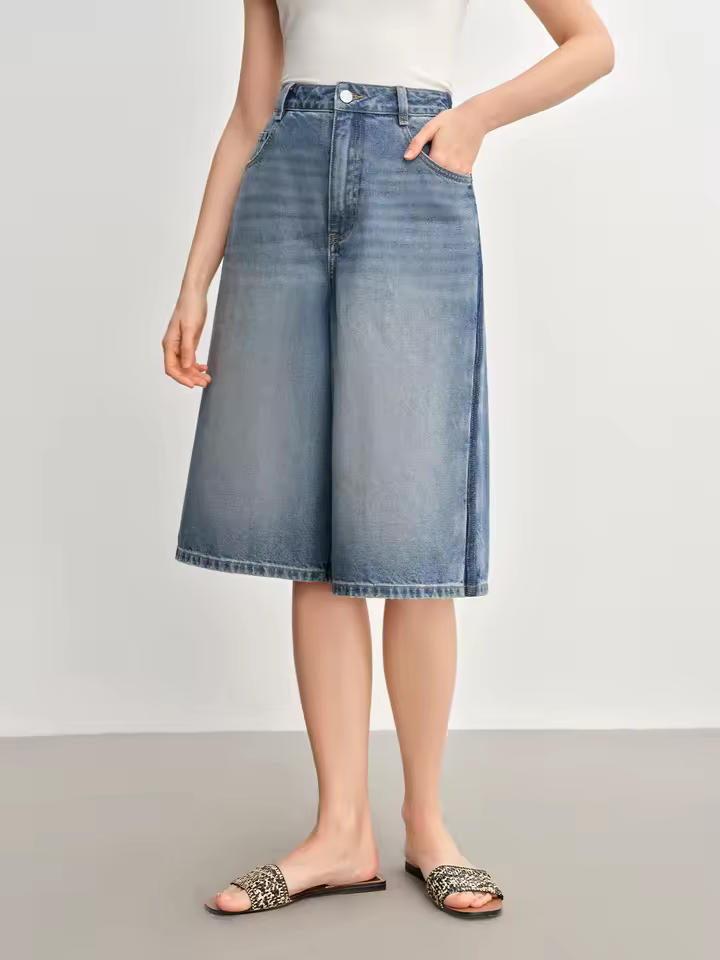 ג'ינס רחב בגזרה גבוהה לנשים (משלוח חינם)