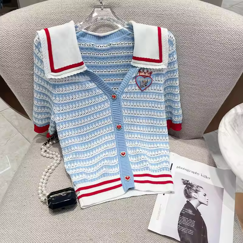 קרדיגן סרוג מפוספס לנשים (משלוח חינם)