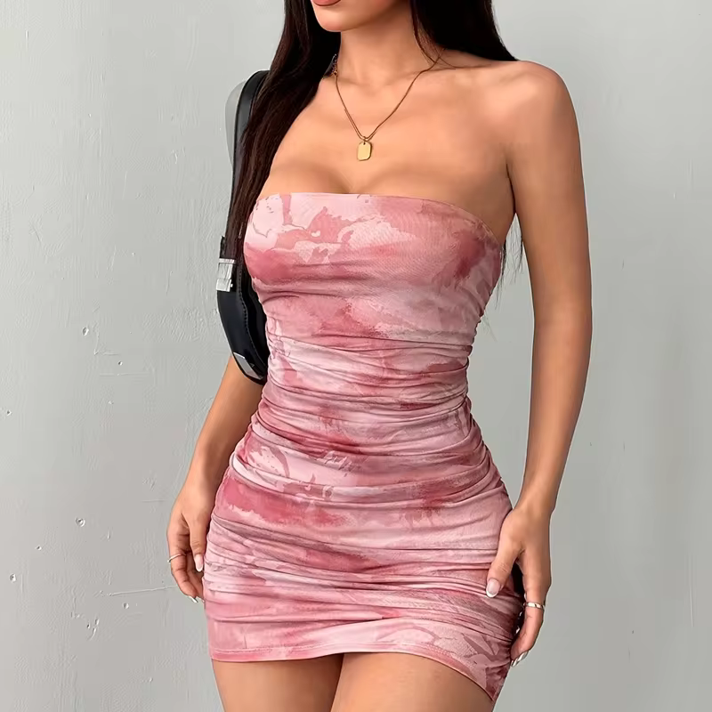 שמלות קיץ לנשים עם רצועות ספגטי והדפסה (משלוח חינם)