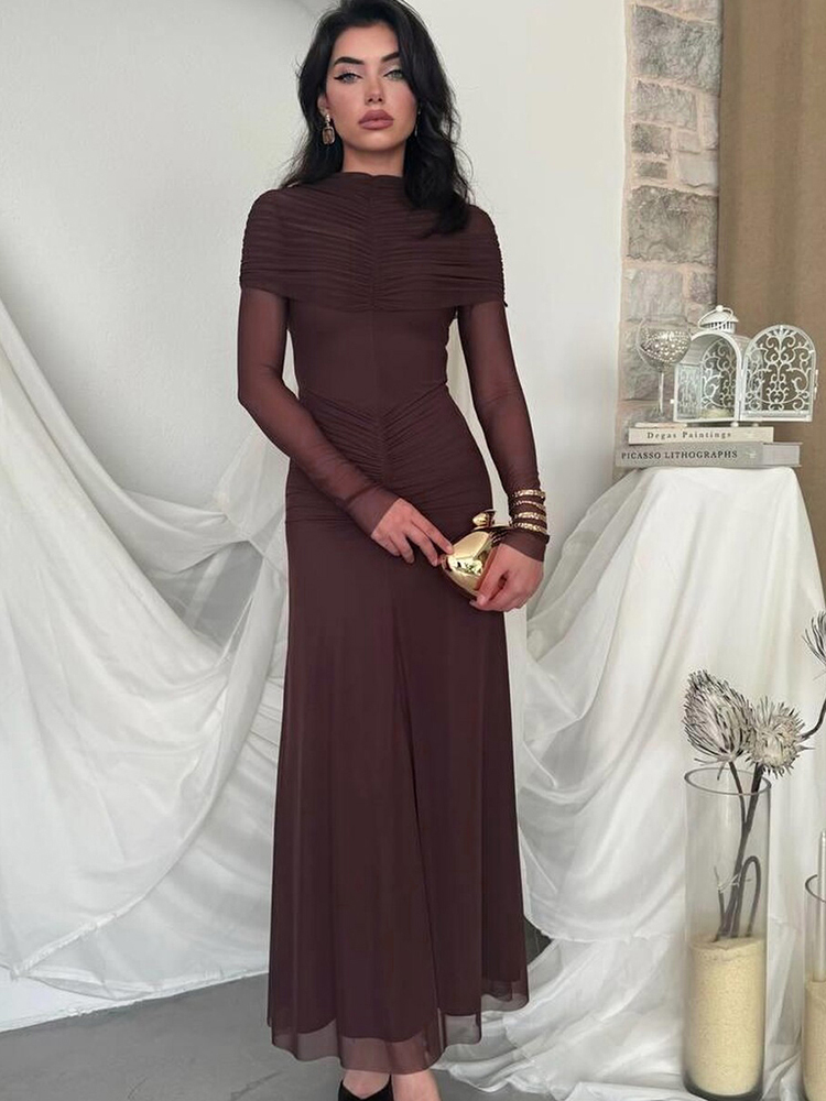 שמלת מיני ארוכת שרוולים עם כפתור יחיד לנשים (משלוח חינם)